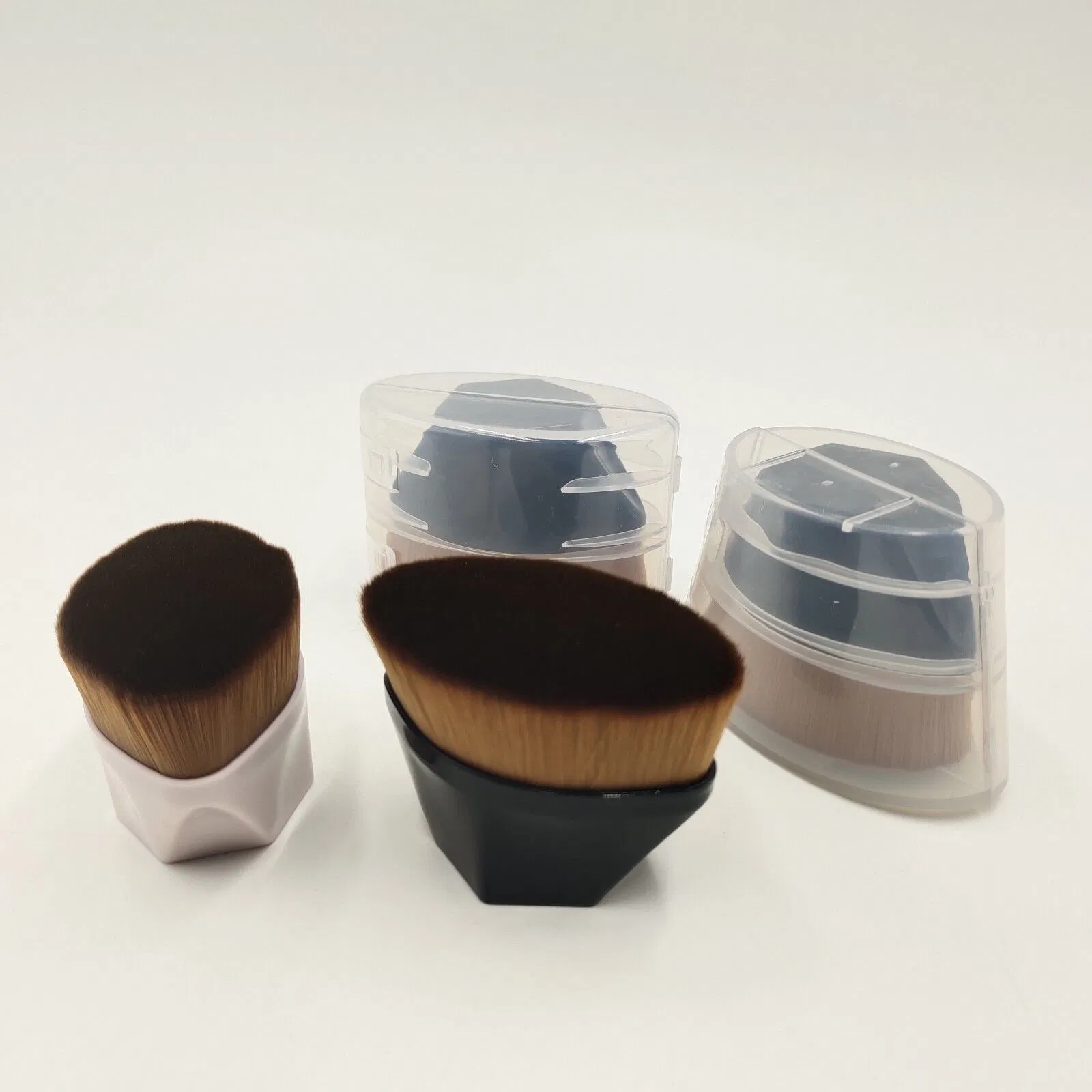 Ferramentas de Maquiagem de Base Nº 55 Pincel Cosmético Macio Preto e Rosa