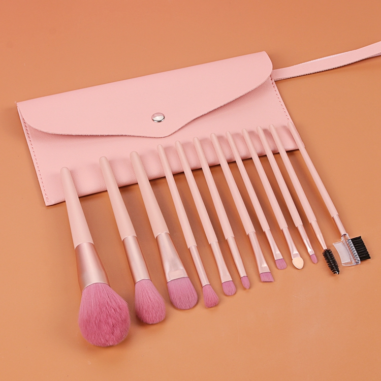 Conjunto de Bolsa de Pincéis de Maquiagem Luxuosa em Madeira Vegana Rosa Personalizada com Logo e Etiqueta Privada OEM ODM Baixo MOQ Vendas por Atacado 7 12 PCS