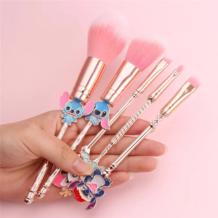 Conjunto de Pincéis de Maquiagem de Beleza em Desenho Animado para Pó e Sombra de Olhos