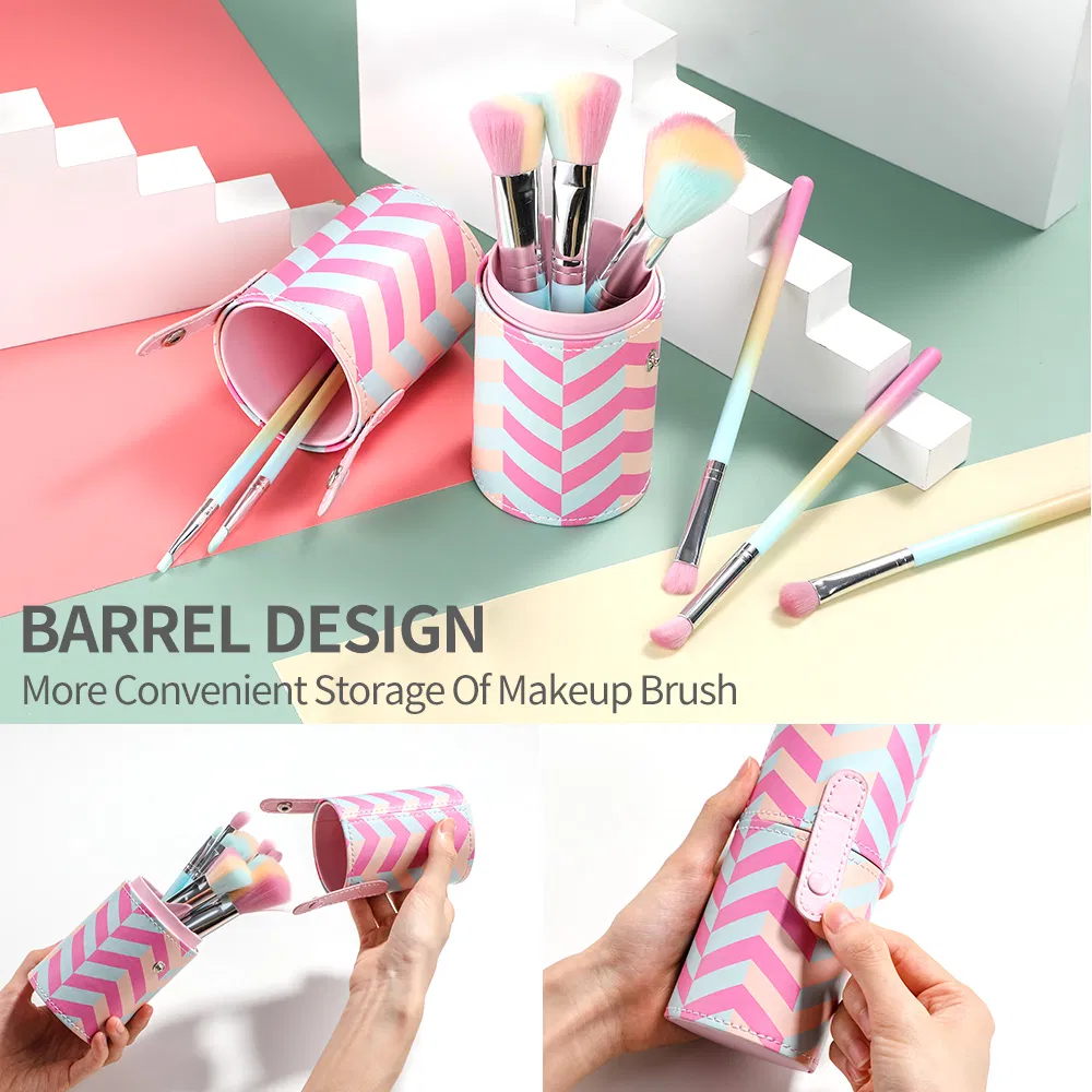 Pincéis de Maquiagem Coloridos Marca Privada 10PCS Pincéis de Maquiagem Cosméticos Personalizados Arco-Íris com Suporte