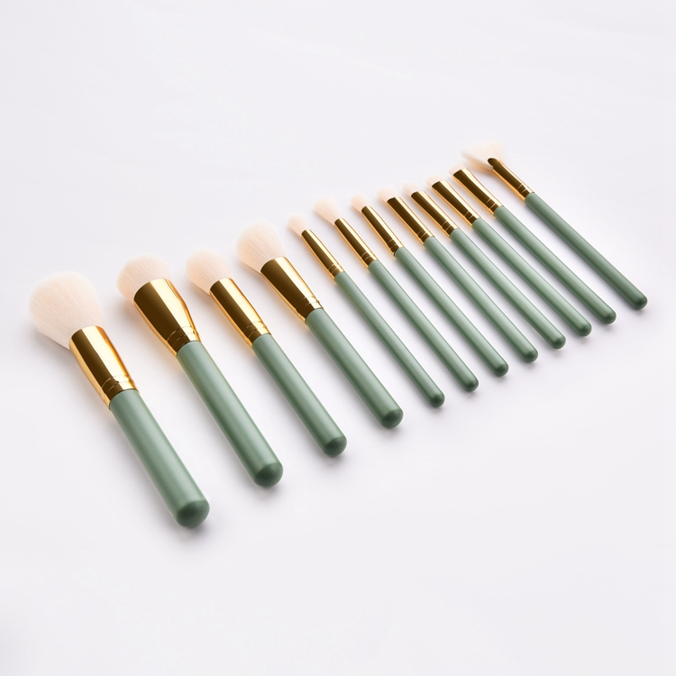 Conjunto de Pincéis de Maquiagem Vegano Sintético Verde Fresco de Baixa MOQ 12PCS