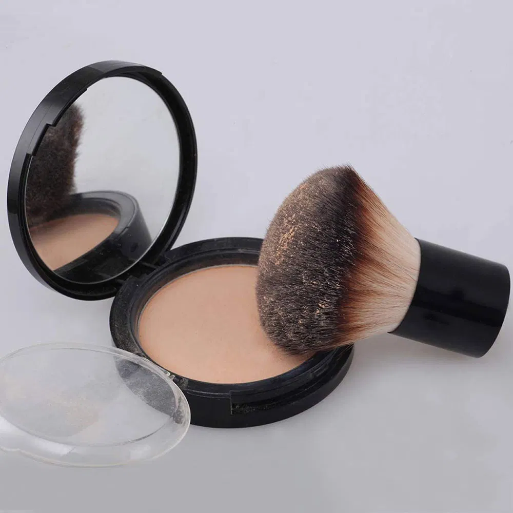 Pincel de Maquiagem para Blush em Pó Kabuki com Cabo de Alumínio - Escova Profissional de Beleza e Cuidados Cosméticos