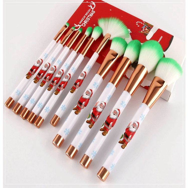 Novo Design Santa Presente Personalizado Profissional 10PCS Conjunto de Pincéis de Maquiagem de Natal