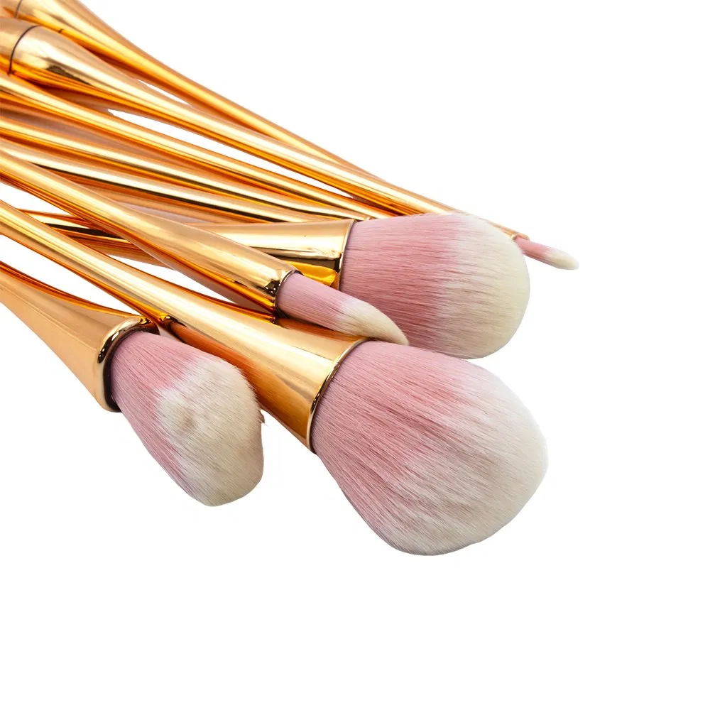 10-Piece Conjunto Completo de Pincéis de Maquiagem Ferramentas de Beleza para Iniciantes: Pincel para Pó Solto, Pincel para Sombra