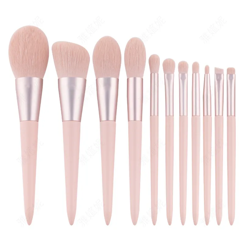 Conjunto de Pincéis de Maquiagem Profissional Beautichen 12-Piece - Cabo de Madeira Azul para Base, Corretivo, Mistura e Contorno com Estojo de Viagem