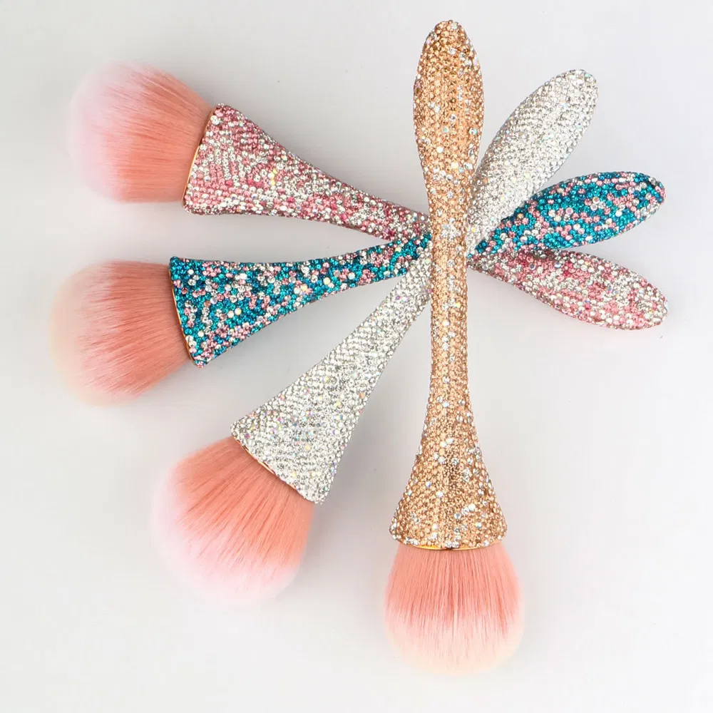 Pó de Unha de Blush Kabuki Único Pincéis de Maquiagem para o Rosto Pó de Beleza Brilhante Pincel Cosmético de Cristal Facial