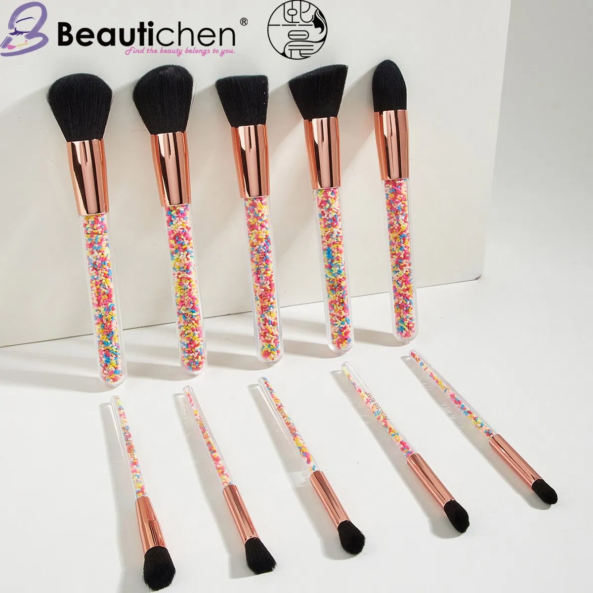 Conjunto de Pincéis de Maquiagem Plush Beautichen New 10PCS - Pincéis de Iluminador, Corretivo, Contorno, Sombra e Blush, Kit Completo