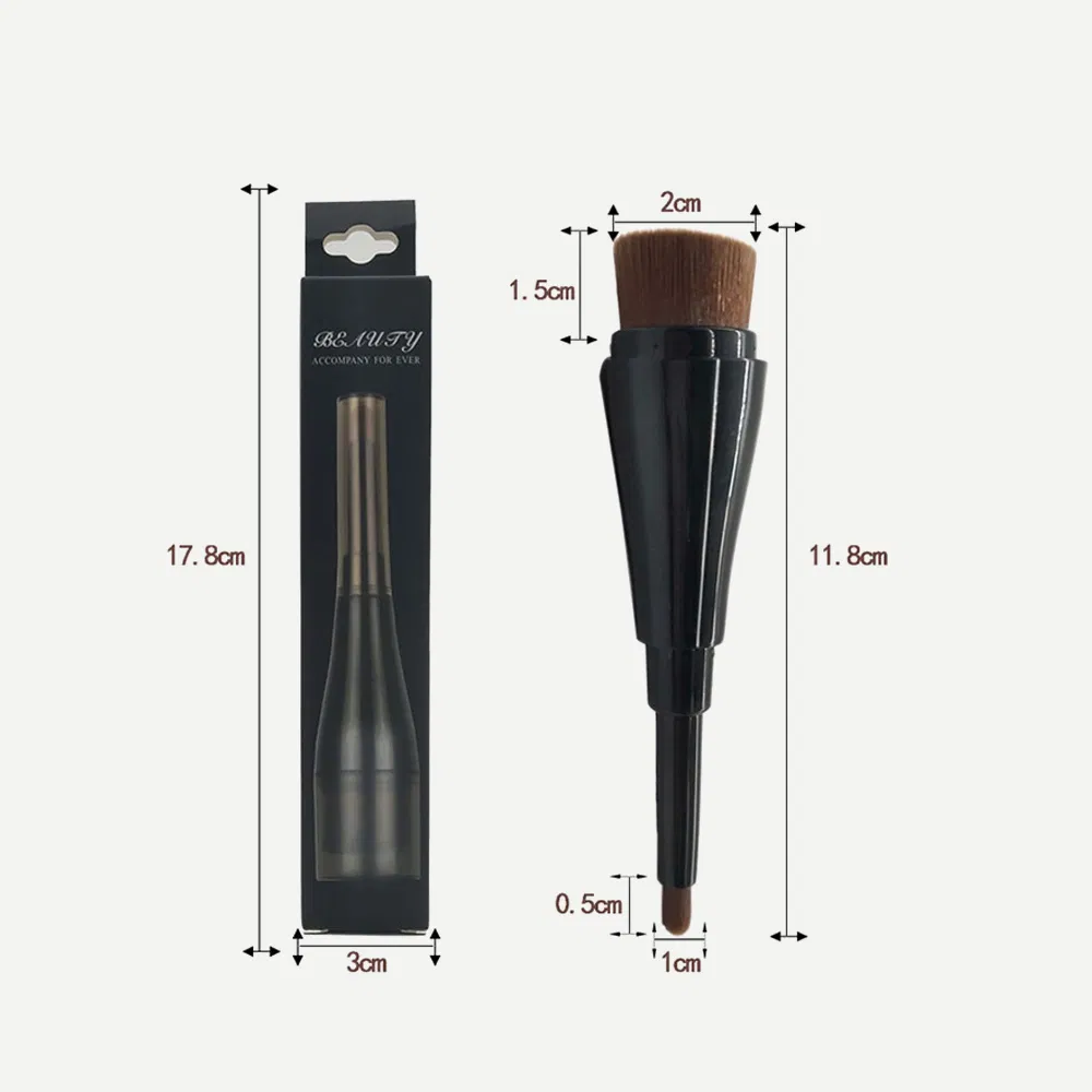 Pincel de Maquiagem Profissional Kabuki Preto 2 em 1 Base Líquida Corretivo Blush