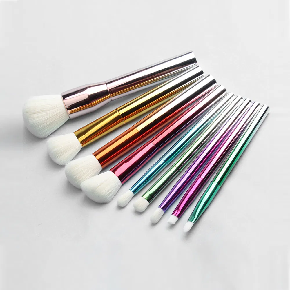 Ferramenta de Arte de Unhas com Gradiente de Arco-Íris por Atacado 9PCS Conjunto de Pincéis de Maquiagem Cosmética Profissional