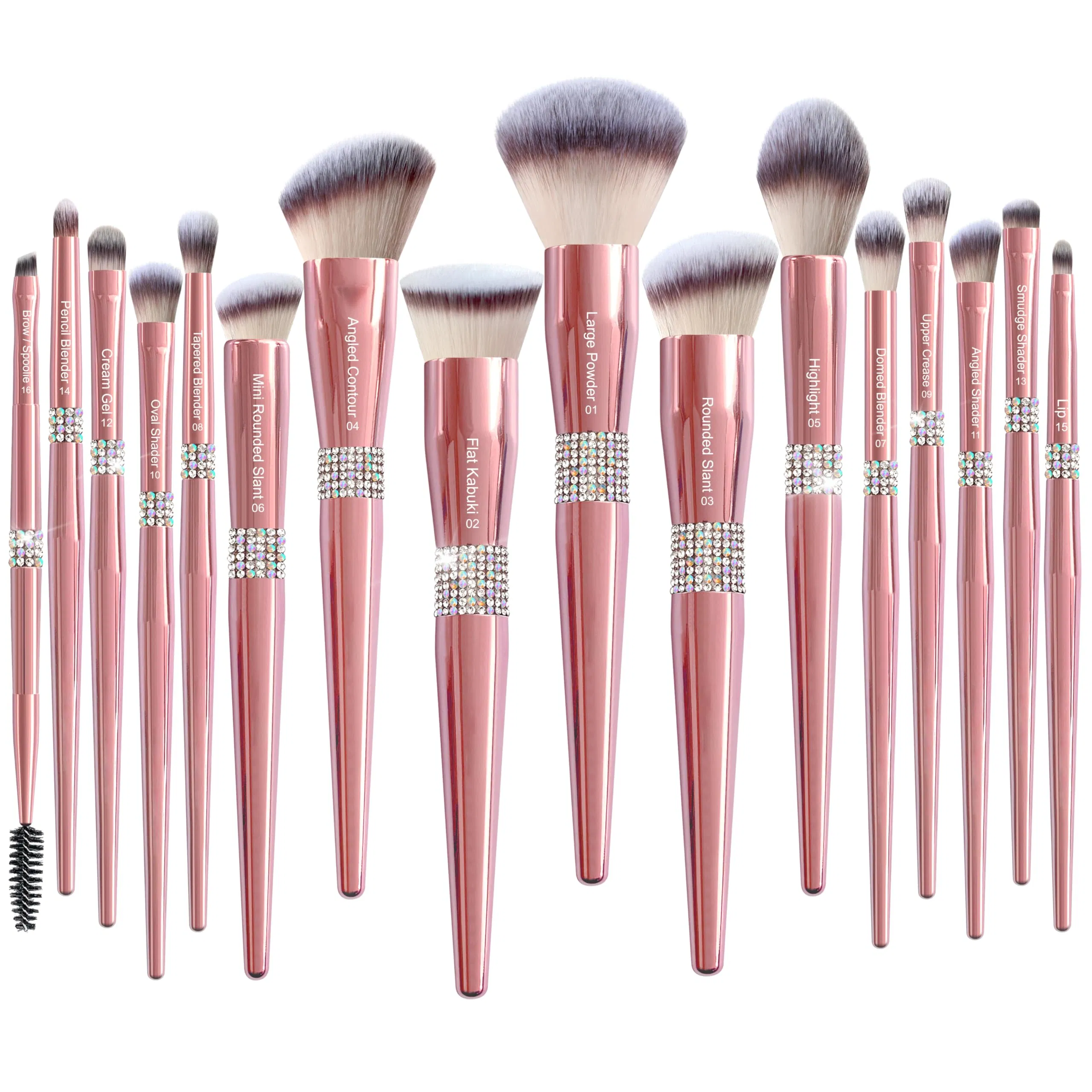 Custom Print Logo 12 PCS Bling Diamond Black Handle Professional Beauty Tools Makeup Brush Set