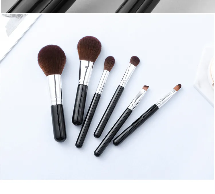 14PCS Conjuntos de Pincéis de Maquiagem Preto Profissional Kabuki Sintético Premium