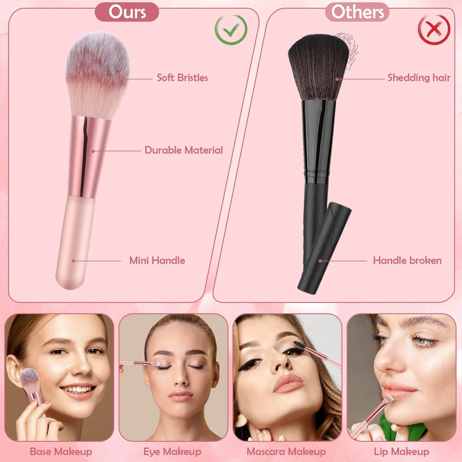 14 PCS Pink Travel Portable Beauty Eye Shadows Makeup Brush Set
