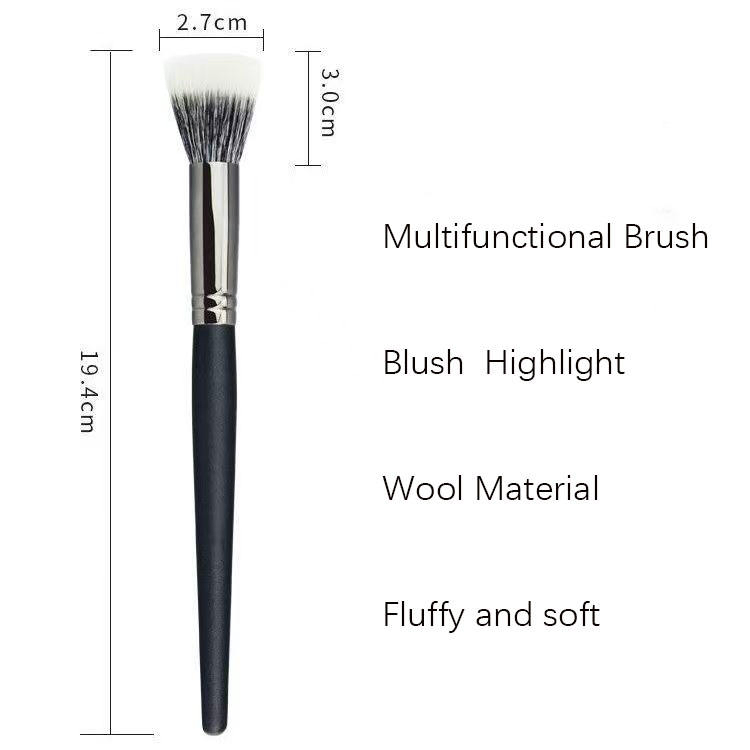 Pincel de Maquiagem para Blush de Cabelo Sintético de Alta Qualidade com Contorno Único e Cabo de Madeira Preta