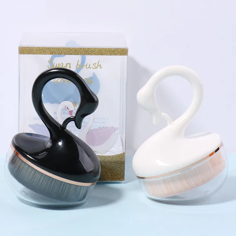 Pincel de Pó Cosmético de Topo Plano Kabuki de Luxo para Maquiagem de Fundação de Design de Moda Cygne Único para 55#