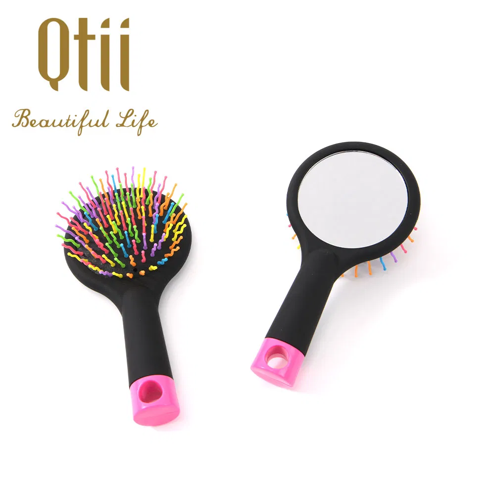 Escova de Cabelo Mágica com Espelho Detangler Arco-Íris para Crianças e Mulheres de Todos os Tipos de Cabelo