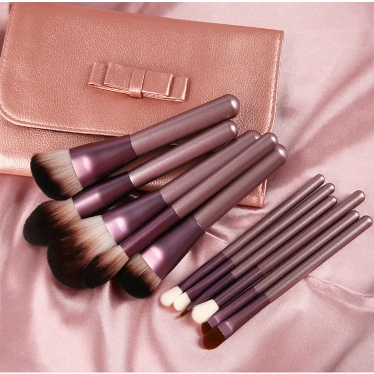 Pincéis de Maquiagem Personalizados de Alta Qualidade 12PCS Conjunto de Pincéis de Maquiagem Sintéticos Premium para Base, Pó, Blush e Sombra com Etiqueta Privada