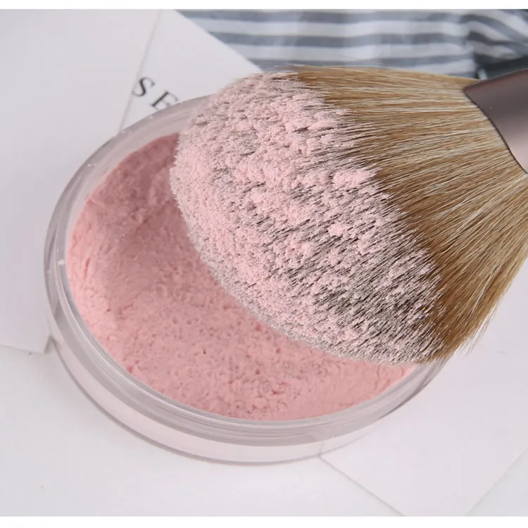 10PCS Conjunto de Pincéis de Maquiagem Personalizados em Rayon Ultrafino com Cabo de Madeira Rosa Vegano
