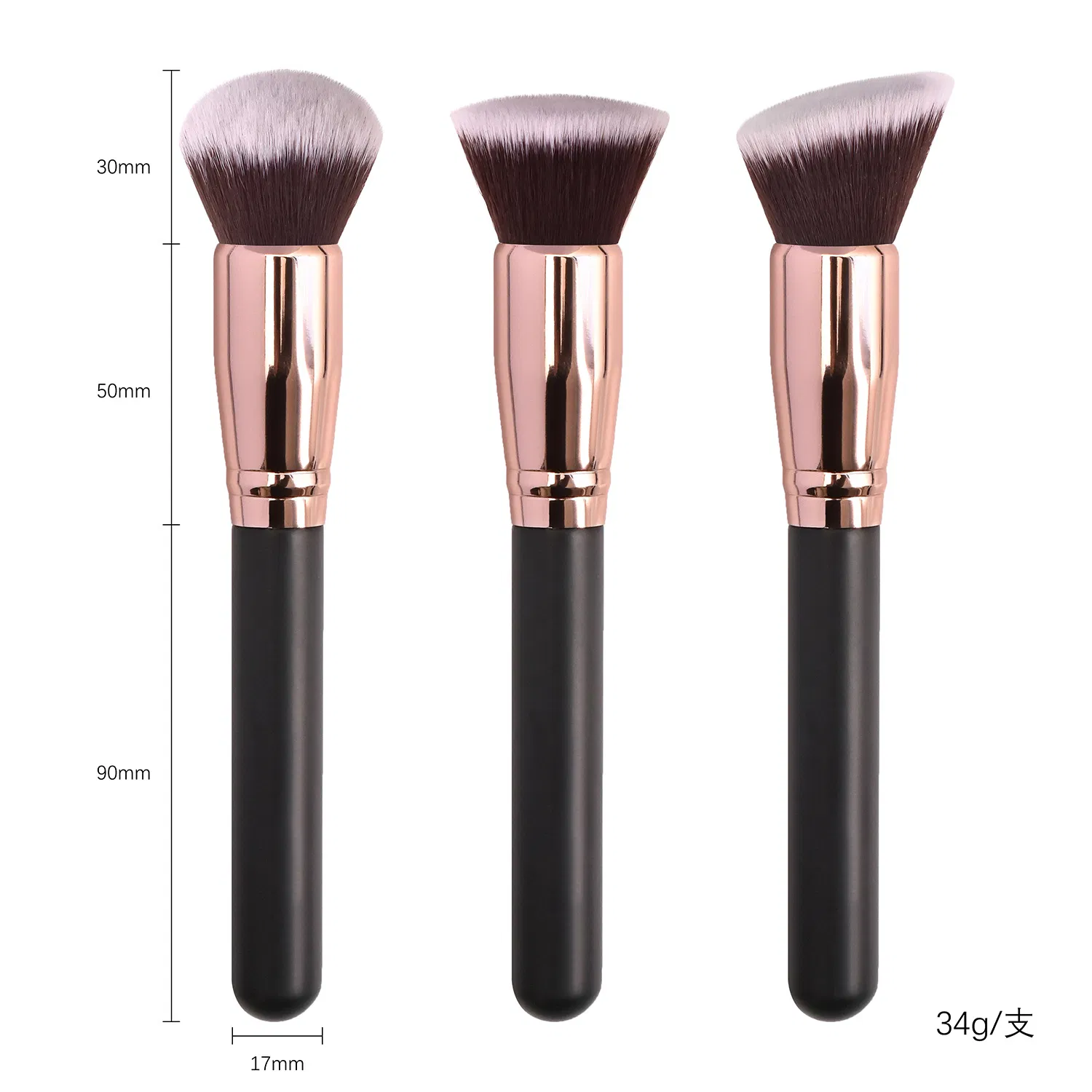Pincel de Fundação Kabuki de Topo Plano de Marca Própria, Denso, Macio, Sintético para Maquiagem de Líquido, Creme e Pó