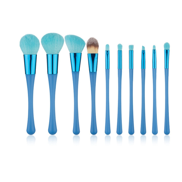 Crie Sua Própria Marca Logotipo Personalizado 10PCS Conjunto de Pincéis de Maquiagem de Cabelo Sintético Vermelho Azul Rótulo Privado para Ferramenta Cosmética de Beleza Feminina