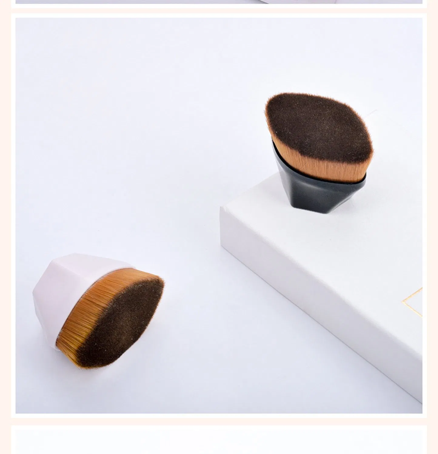 Pincel de Maquiagem Flat Top Kabuki Hexagonal para Blush, Base Líquida ou em Pó, Pincéis para Misturar Creme Líquido ou Pó Cosmético Impecável