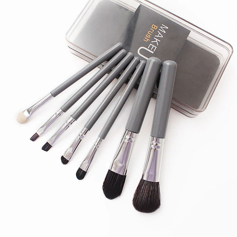 Conjunto de Pincéis de Marcador Cinza Beautichen 7PCS - Conjunto de Maquiagem Mini Portátil com Estojo Compacto, Fornecimento Direto de Fábrica Através da Fronteira
