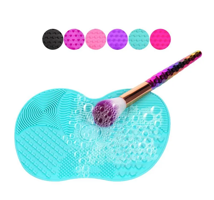 Fornecimento de Fábrica Mini Multi Cor Limpador de Pincéis de Maquiagem Almofada de Limpeza Pincéis de Maquiagem Limpador Tapete de Limpeza de Pincéis de Maquiagem de Silicone