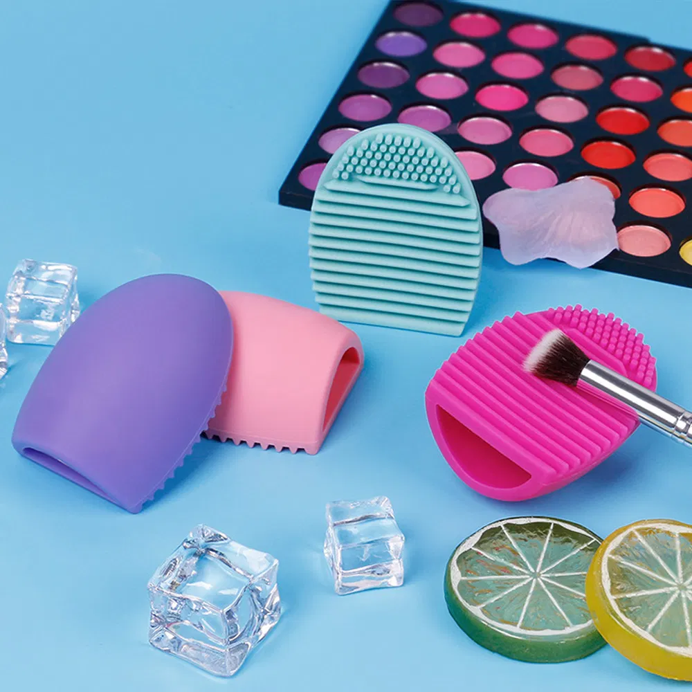 Ferramenta de Beleza em Forma de Ovo Personalizada para Secadora, Almofada de Limpeza de Silicone, Limpador de Pincéis de Maquiagem