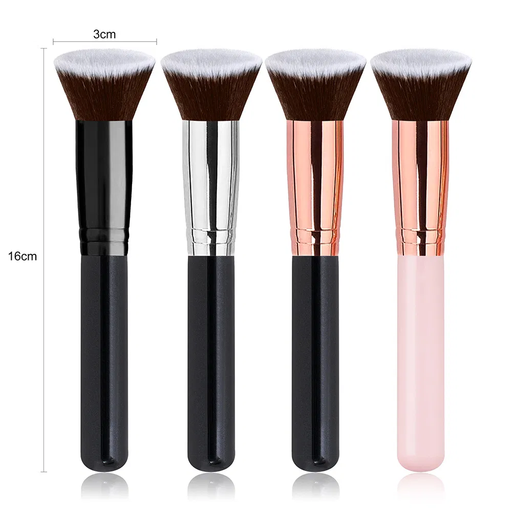 Pincel de Fundação Kabuki de Topo Plano de Marca Própria, Denso, Macio, Sintético para Maquiagem de Líquido, Creme e Pó