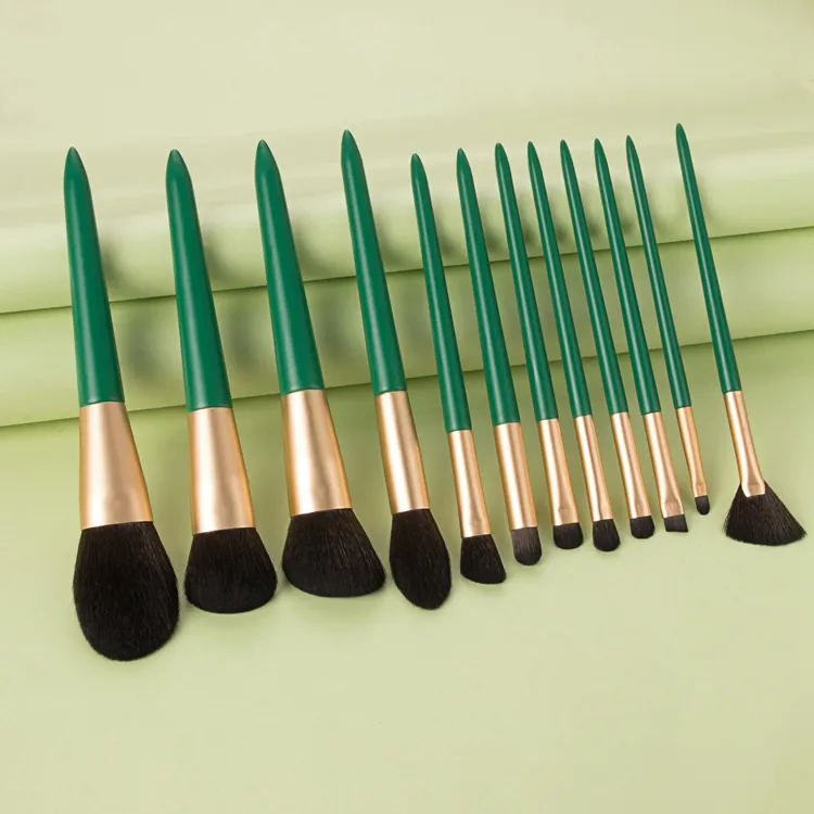 Pincel de Maquiagem Profissional Verde 12PCS