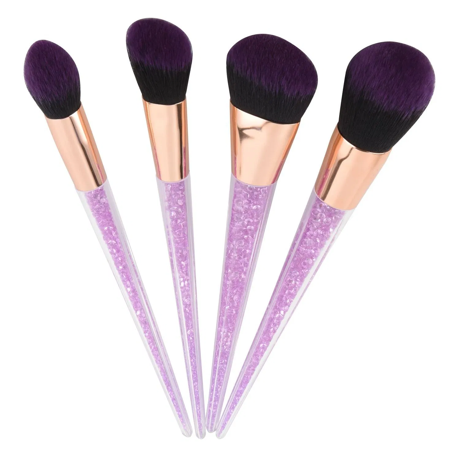 Conjunto de Pincéis de Maquiagem com Cabo de Cristal Personalizado Beautichen Fashionável 7 PCS Pincéis de Maquiagem com Glitter Roxo