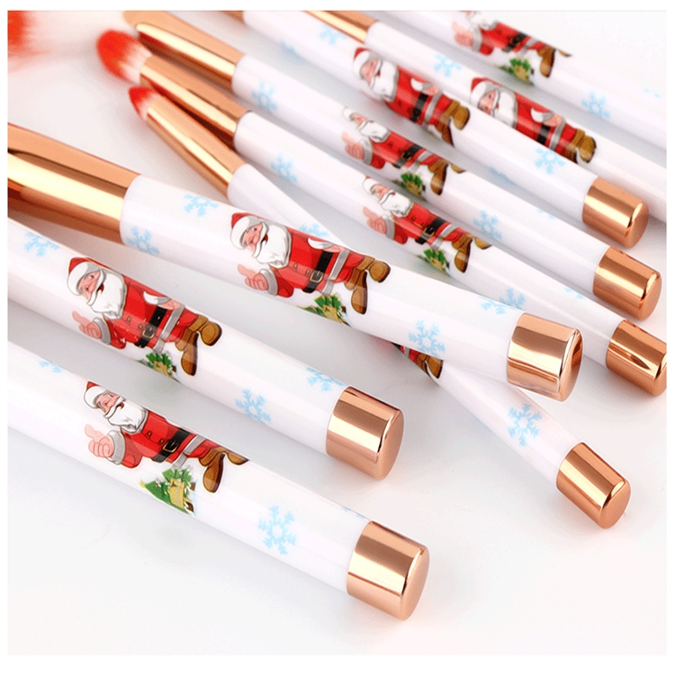 Novo Design Santa Presente Personalizado Profissional 10PCS Conjunto de Pincéis de Maquiagem de Natal