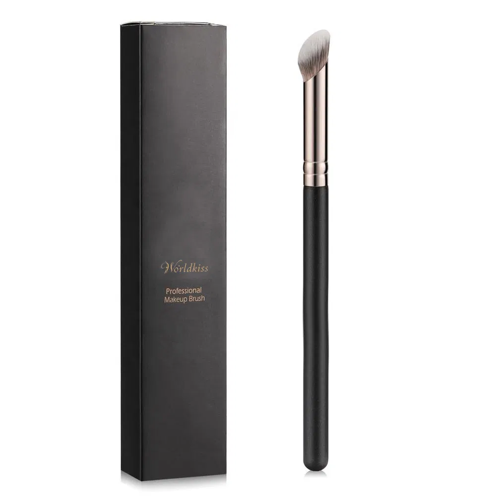 Pincel Kabuki Sintético Angulado para Mistura, Fixação, Polimento, Líquido, Creme e Pó para Maquiagem