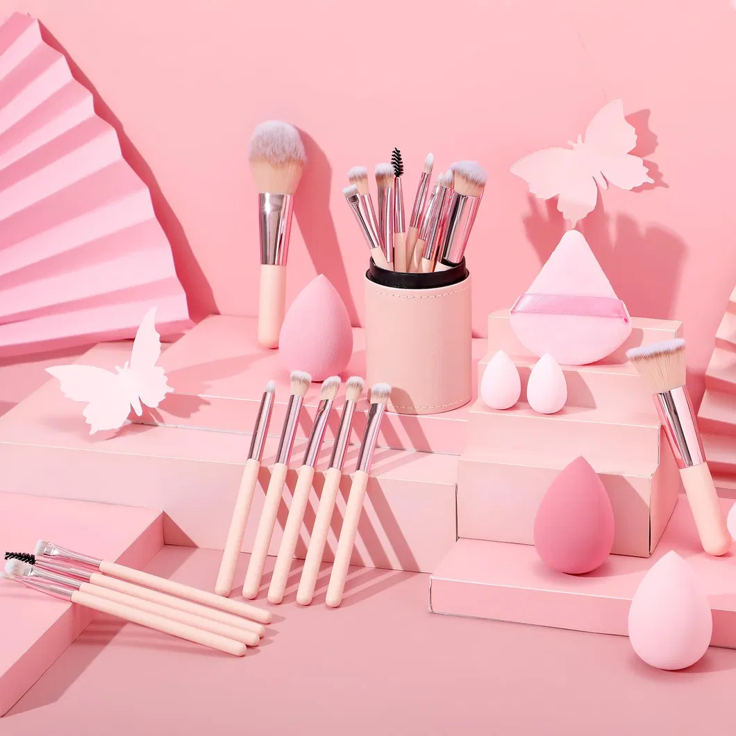 14 PCS Pink Travel Portable Beauty Eye Shadows Makeup Brush Set