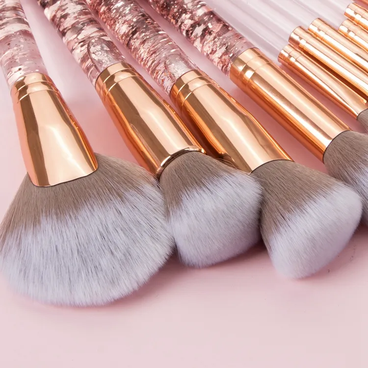 2021 Luxo 10 Conjunto de Pincéis de Maquiagem com Cabo Acrílico Brilhante de Areia Líquida e Glitter