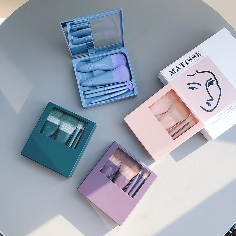 Conjunto de Pincéis de Maquiagem Portátil de Luxo Mini Kit de Pincéis Cosméticos para Viagem com Estojo de Armazenamento