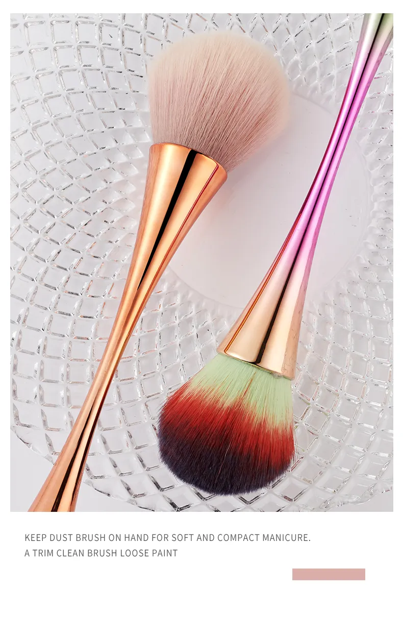 Pincel de Arte de Unhas Colorido, Manicure e Pedicure, Escova Profissional para Limpeza de Pó, Ferramentas de Maquiagem, Cuidados com as Unhas