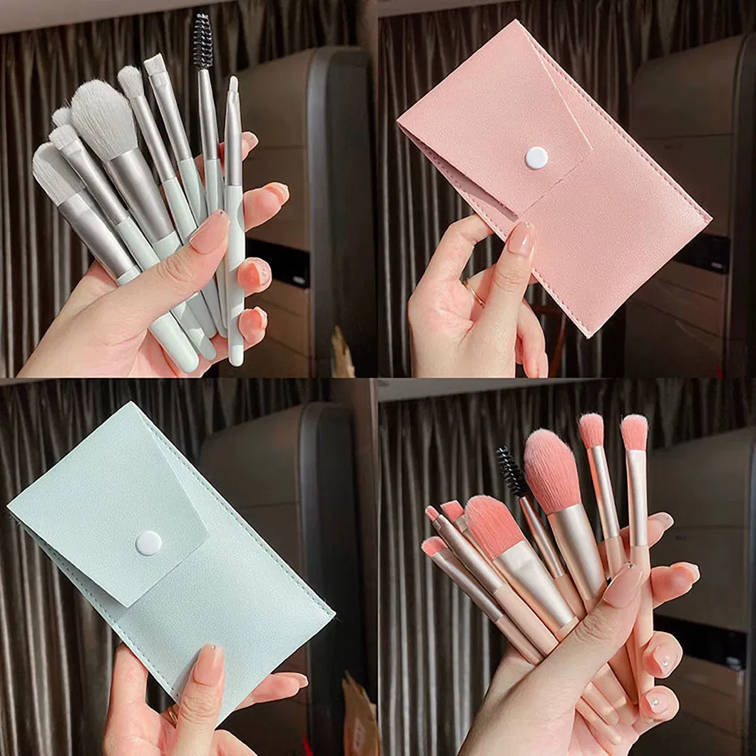Conjunto de Pincéis de Maquiagem Sintéticos Profissionais com Bolsa 8PCS