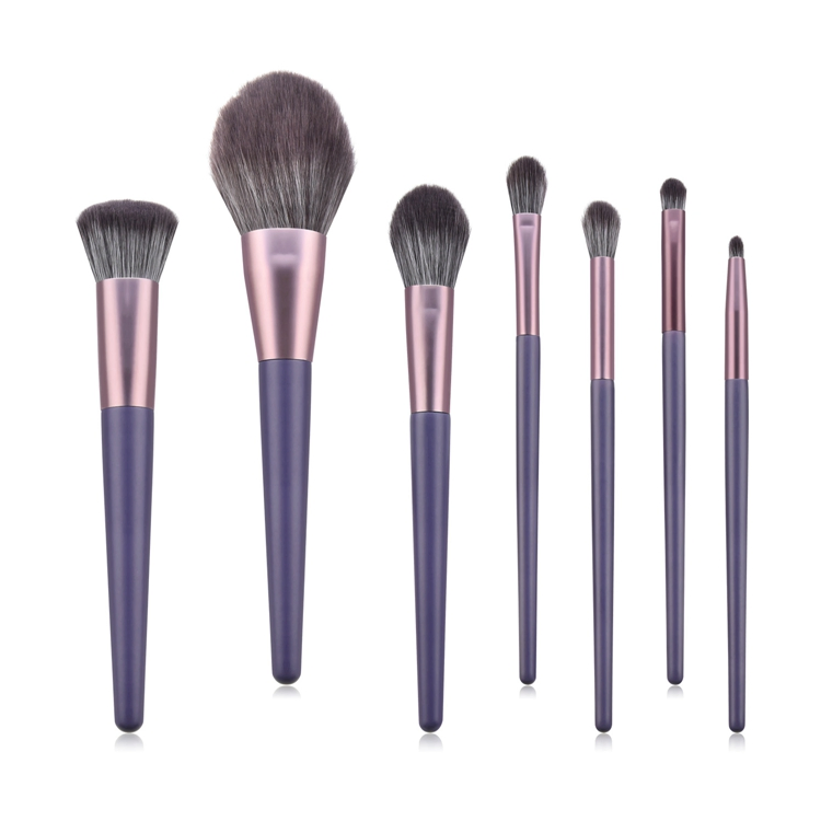 Conjunto de Pincéis de Maquiagem Personalizado em Pó Blush Feito à Mão Roxo 7 PCS