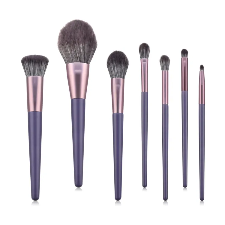 Conjunto de Pincéis de Maquiagem Personalizado em Pó Blush Feito à Mão Roxo 7 PCS