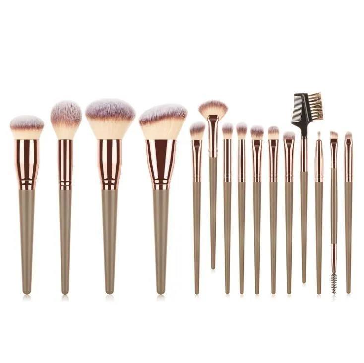 Conjunto de Pincéis de Maquiagem Veganos Portáteis com Estojo para Pó e Base