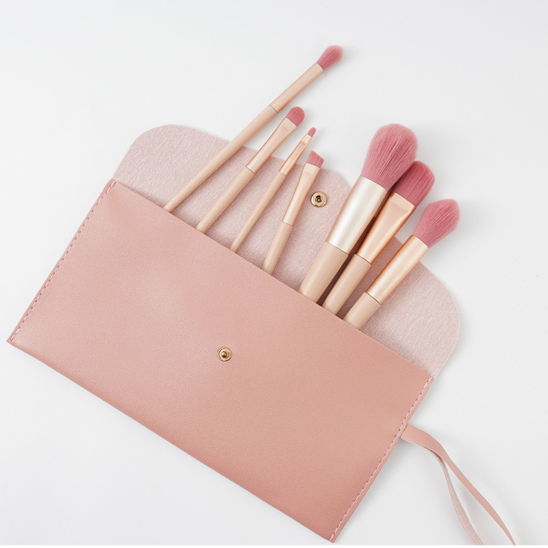 Pincel de Maquiagem Kabuki Rosa Dourado de Luxo para Acabamento Perfeito