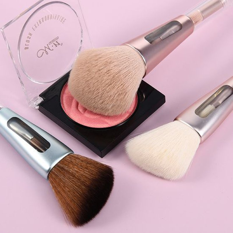Beautichen 4-in-1 Pincel de Maquiagem Fibra Sintética - Pincel Angulado Redondo para Blush, Pó, Mistura e Lábios