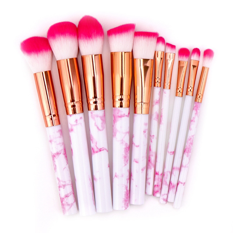 10 Conjunto de Pincéis de Maquiagem em Mármore Cabo Personalizado Fashionável Pincel Azul Pavao Etiqueta Privada Pincéis Cosméticos Maquillaje