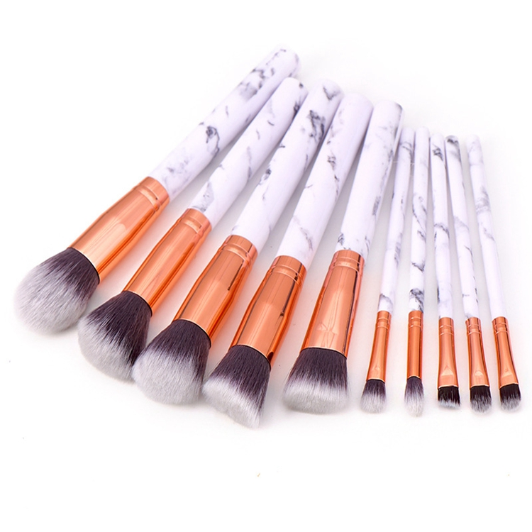 10 Conjunto de Pincéis de Maquiagem em Mármore Cabo Personalizado Fashionável Pincel Azul Pavao Etiqueta Privada Pincéis Cosméticos Maquillaje