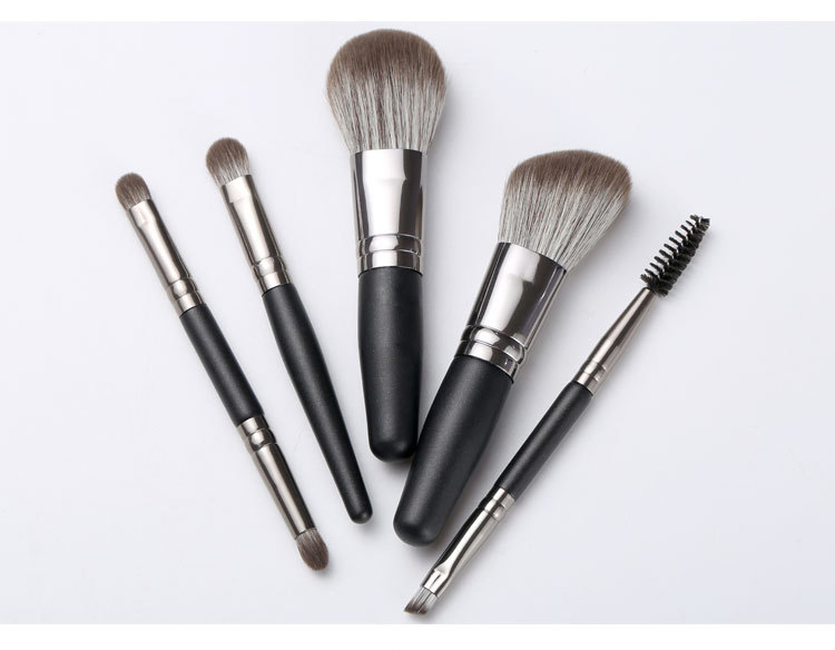 Hot Sales Vegan Hair 5PCS Mini Travel Makeup Brush Set with Cosmetic Bag
