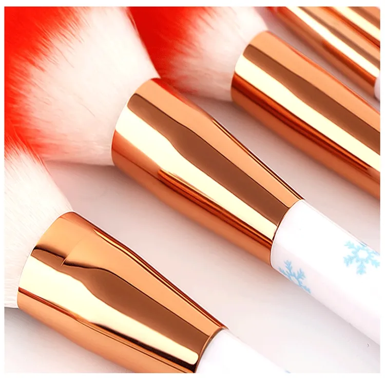 Novo Design Santa Presente Personalizado Profissional 10PCS Conjunto de Pincéis de Maquiagem de Natal