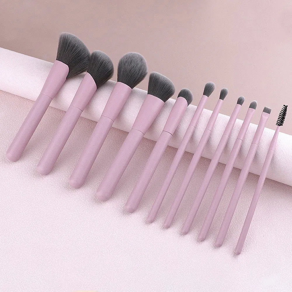 Conjunto de Pincéis de Maquiagem Veganos Pink Beautichen 12PCS - Pincel de Base Sintético Profissional de Marca Privada