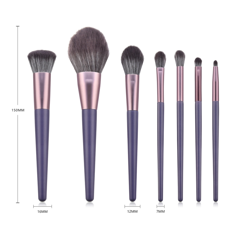 Conjunto de Pincéis de Maquiagem Personalizado em Pó Blush Feito à Mão Roxo 7 PCS