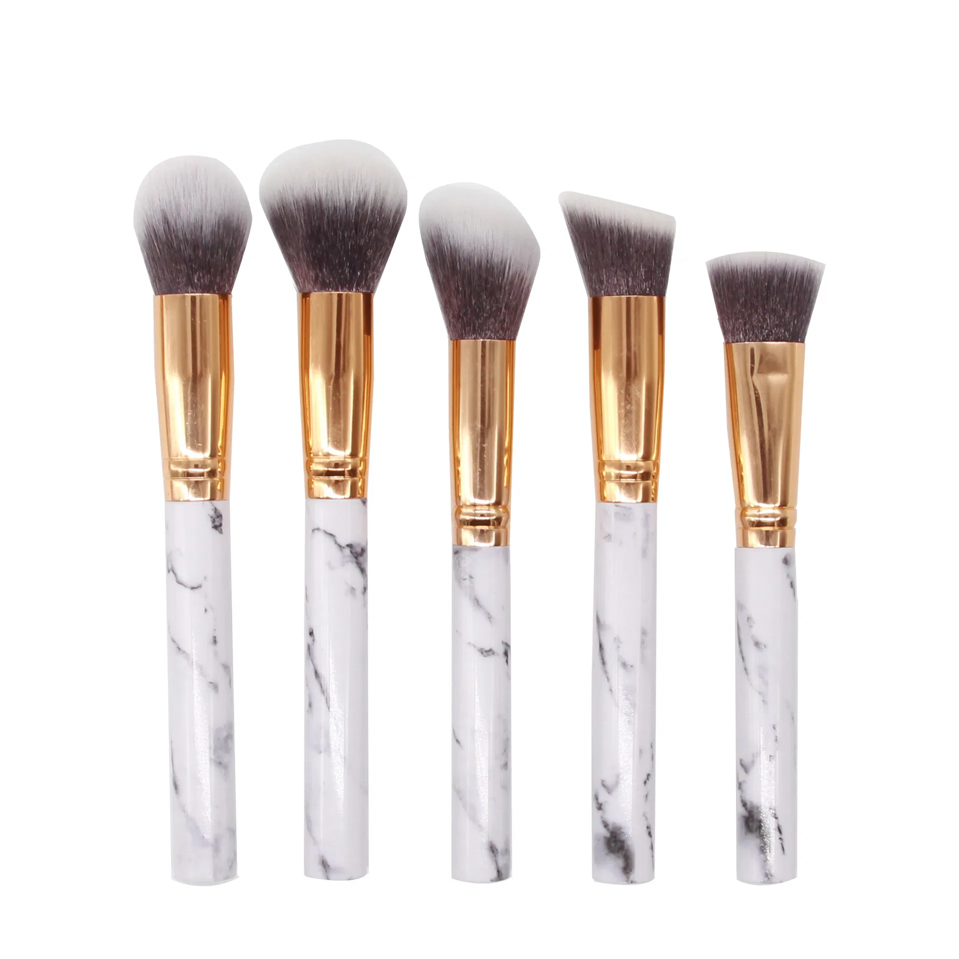 Conjunto de Pincéis de Maquiagem Beautichen em Mármore 10PCS, 5 Pincéis de Maquiagem Grandes 5 Pincéis de Maquiagem Pequenos, Conjunto de Pincéis de Maquiagem Portátil para Viagem (branco + mármore)