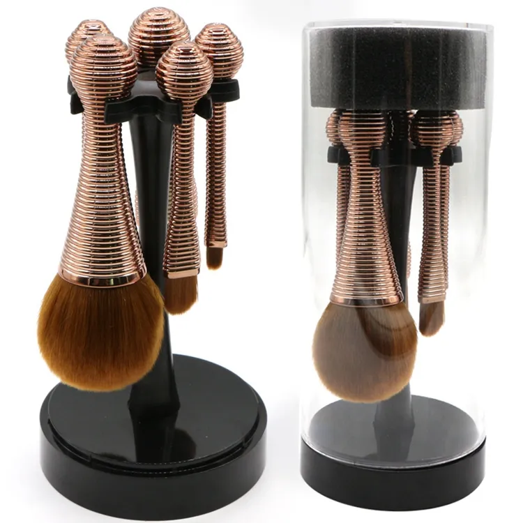Conjunto de Pincéis de Maquiagem Sintéticos Mini Portátil Slim de Alta Qualidade com Organizador Cosmético Ferramenta de Beleza 5PCS